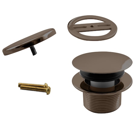 Westbrass Coarse Thread Tip-Toe Bathtub Drain with No-Hole Overflow Cover, Oil Rubbed Bronze D398RK-12
